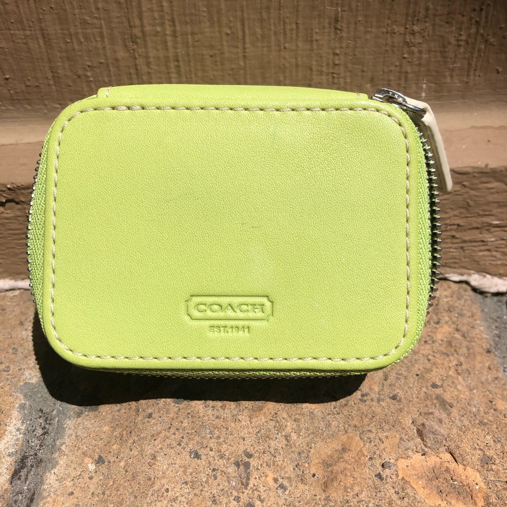 Coach Leather Pill Case Keylime Green (No Bottles)